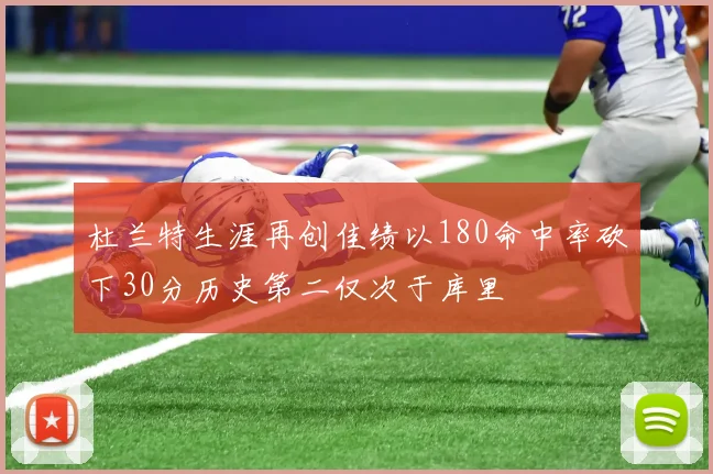 杜兰特生涯再创佳绩以180命中率砍下30分历史第二仅次于库里
